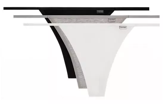 Комплект из 3 женских стрингов CALVIN KLEIN, 3 Pack, Space Black+Moon White+Marble Gray