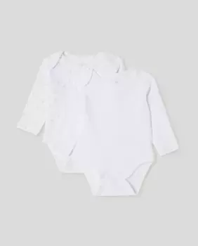 Комплект из двух боди для девочек с длинными рукавами Cotton Juice, белый
