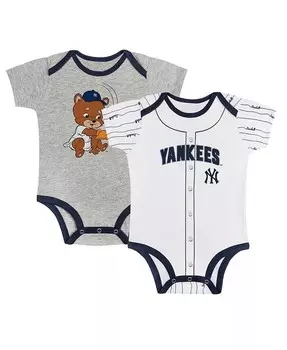 Комплект из двух боди New York Yankees Play Ball для новорожденных мальчиков и девочек серого/белого цвета Outerstuff, серый
