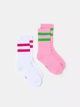 Комплект из двух пар коротких теннисных носков Piombo, цвет white/pink