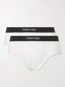 Комплект из двух трусов из эластичного хлопка TOM FORD, белый