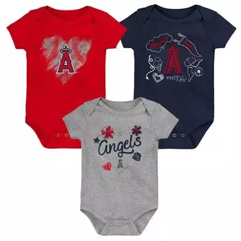 Комплект из трех боди для младенцев красного/темно-синего/серого цвета Los Angeles Angels Batter Up Outerstuff