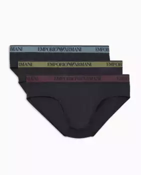 Комплект из трех мужских хлопковых трусов Armani, темно-синий