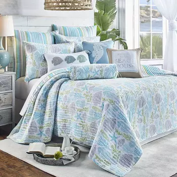Комплект одеяло и подушки Levtex Home Deva Beach, бирюзовый