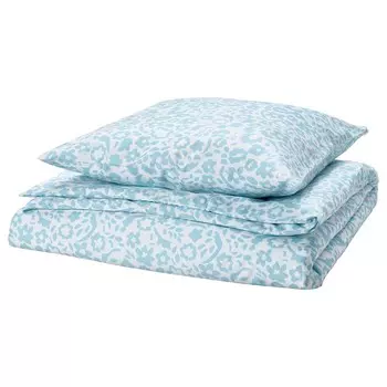 Комплект постельного белья, 2 шт, белый/синий, 140х200/80х80 см, CYMBALBLOMMA IKEA