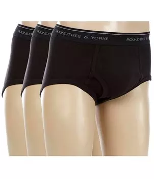 Комплект трусов полного кроя Roundtree & Yorke Big & Tall, 3 шт., черный