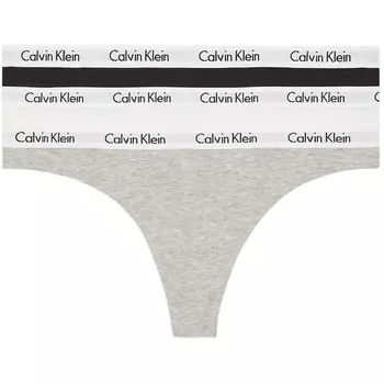 Комплект трусов-стрингов Calvin Klein Carousel Logo Cotton, 3 предмета, серый