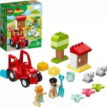 Конструктор пластиковый Lego Duplo Игрушечный трактор и 2 овцы, 27 деталей