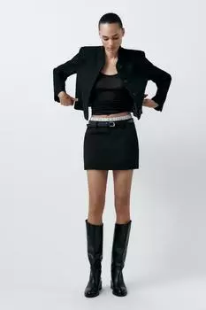 Контрастная боксерская юбка ZARA, черный