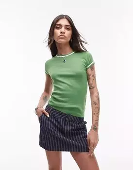 Контрастная повседневная футболка Topshop зеленого цвета