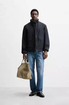 Контрастная техническая куртка ZARA, синий