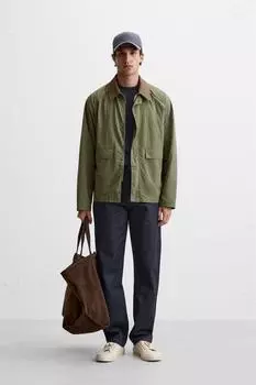 Контрастная техническая куртка ZARA, зеленый