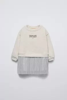 Контрастное платье ZARA, серый мергель