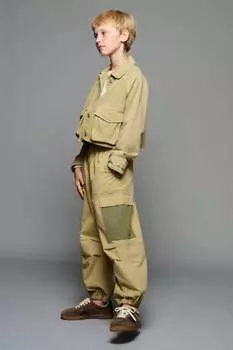 Контрастные брюки парашют ZARA, хаки