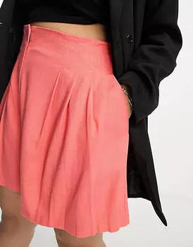 Коралловые льняные шорты со швами ASOS DESIGN Curve
