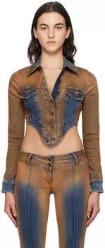Коричневая джинсовая куртка Harley KNWLS