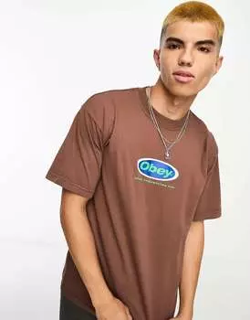 Коричневая футболка Obey inc