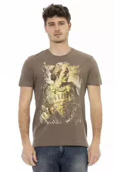 Коричневая хлопковая мужская футболка Trussardi