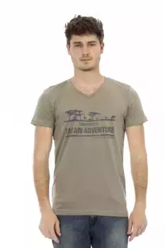 Коричневая хлопковая мужская футболка Trussardi