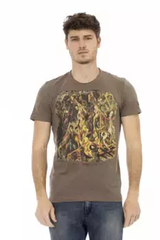 Коричневая хлопковая мужская футболка Trussardi