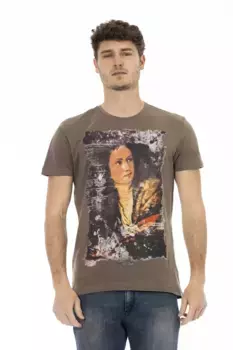 Коричневая хлопковая мужская футболка Trussardi