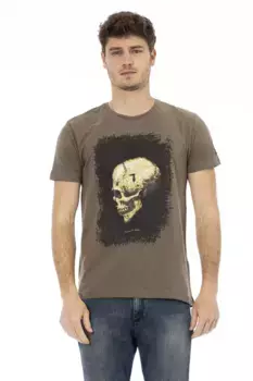 Коричневая хлопковая мужская футболка Trussardi