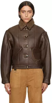 Коричневая кожаная куртка Saks Potts Maiken