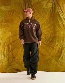 Коричневая толстовка с молнией до половины размера ASOS DESIGN