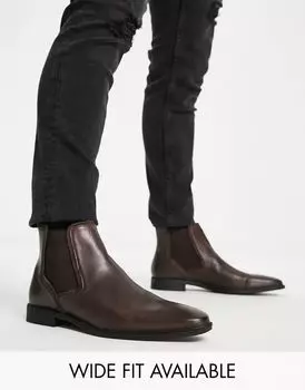 Коричневые кожаные ботинки челси ASOS