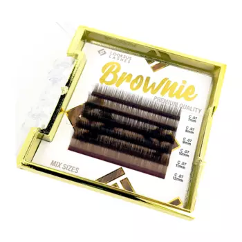 Коричневые ресницы для наращивания, изгиб d, 11 мм, 1 упаковка. Looksus Lashes Brownie 0,07 dark brown