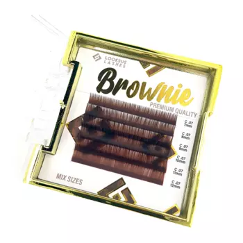Коричневые ресницы для наращивания, изгиб d, 7 мм, 1 упаковка. Looksus Lashes Brownie 0,07 medium brown