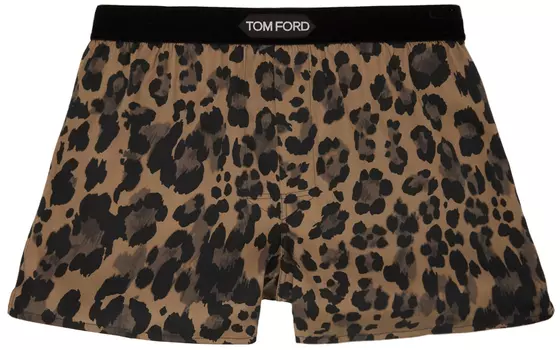 Коричневые шелковые трусы-боксеры TOM FORD