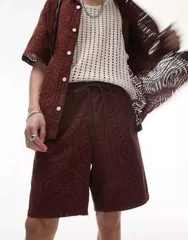 Коричневые шорты Topman Broderie