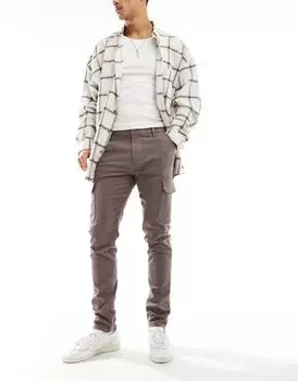 Коричневые узкие брюки карго ASOS DESIGN