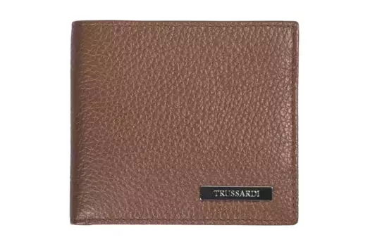 Коричневый кожаный мужской кошелек Trussardi