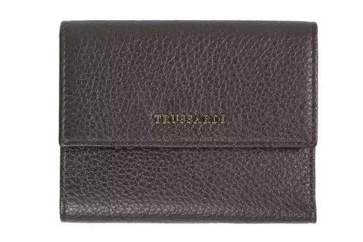 Коричневый кожаный женский кошелек Trussardi