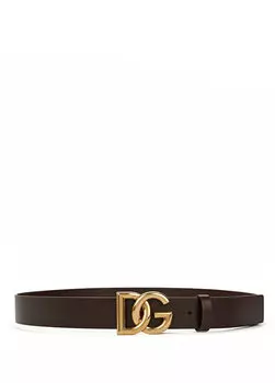 Коричневый мужской кожаный ремень Dolce&Gabbana