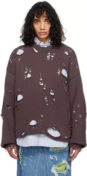 Коричневый рваный свитер Doublet
