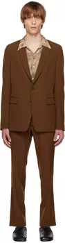 Коричневый шерстяной костюм Dries Van Noten