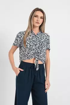 Короткая рубашка с цветочным принтом и узлом Vero Moda, белый