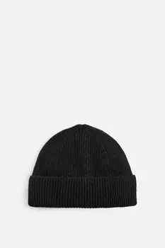 Короткая шапка из смешанной шерсти ZARA, черный