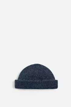 Короткая вязанная шапка с альпакой ZARA, средне-синий