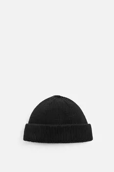 Короткая вязанная шапка ZARA, черный