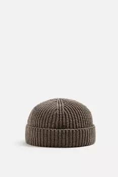 Короткая вязанная шапка ZARA, цвет Chocolate