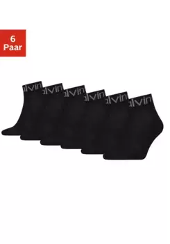 Короткие носки Calvin Klein (6 шт.) с вязаной надписью на поясе, черный