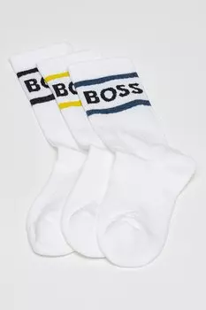 Короткие носки с логотипом - 3 пары Boss, черный