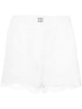 Короткие шорты с кружевными вставками MSGM, белый