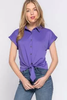 Короткий топ Slv Front Tie Stretch Ity FASHNZFAB, фиолетовый