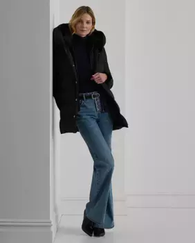 Короткий женский пуховик с капюшоном Lauren Ralph Lauren, черный