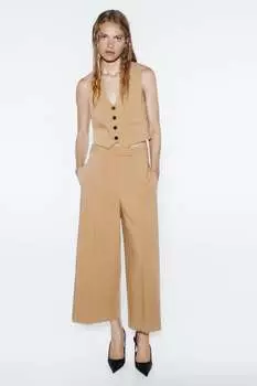 Короткий жилет ZARA, кэмел